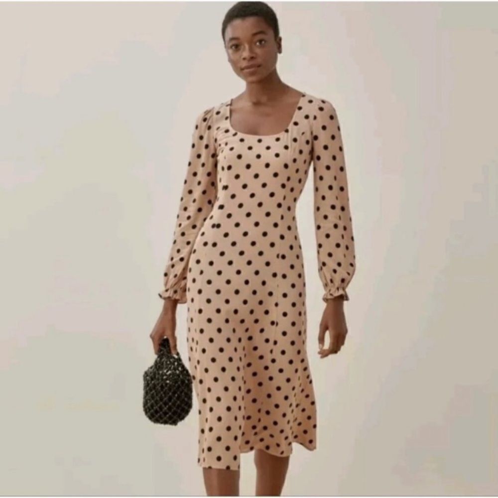 NWT Reformation Woodstock Midi Pink Ibiza Dress Dots Size 0 - Picture 5 of 11